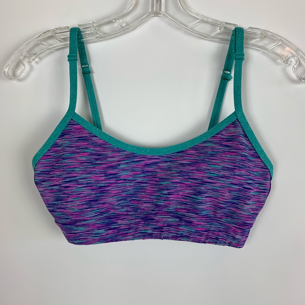 Roadrunner Sports Bra XS Purple Green Adjustable